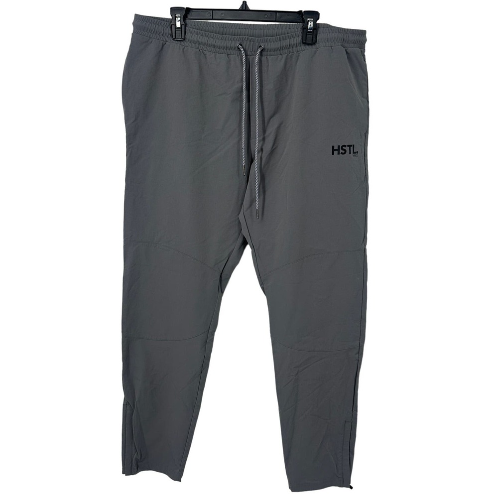 Hstl made pants mens size XXL gray drawstring ankle zip nylon athletic fit